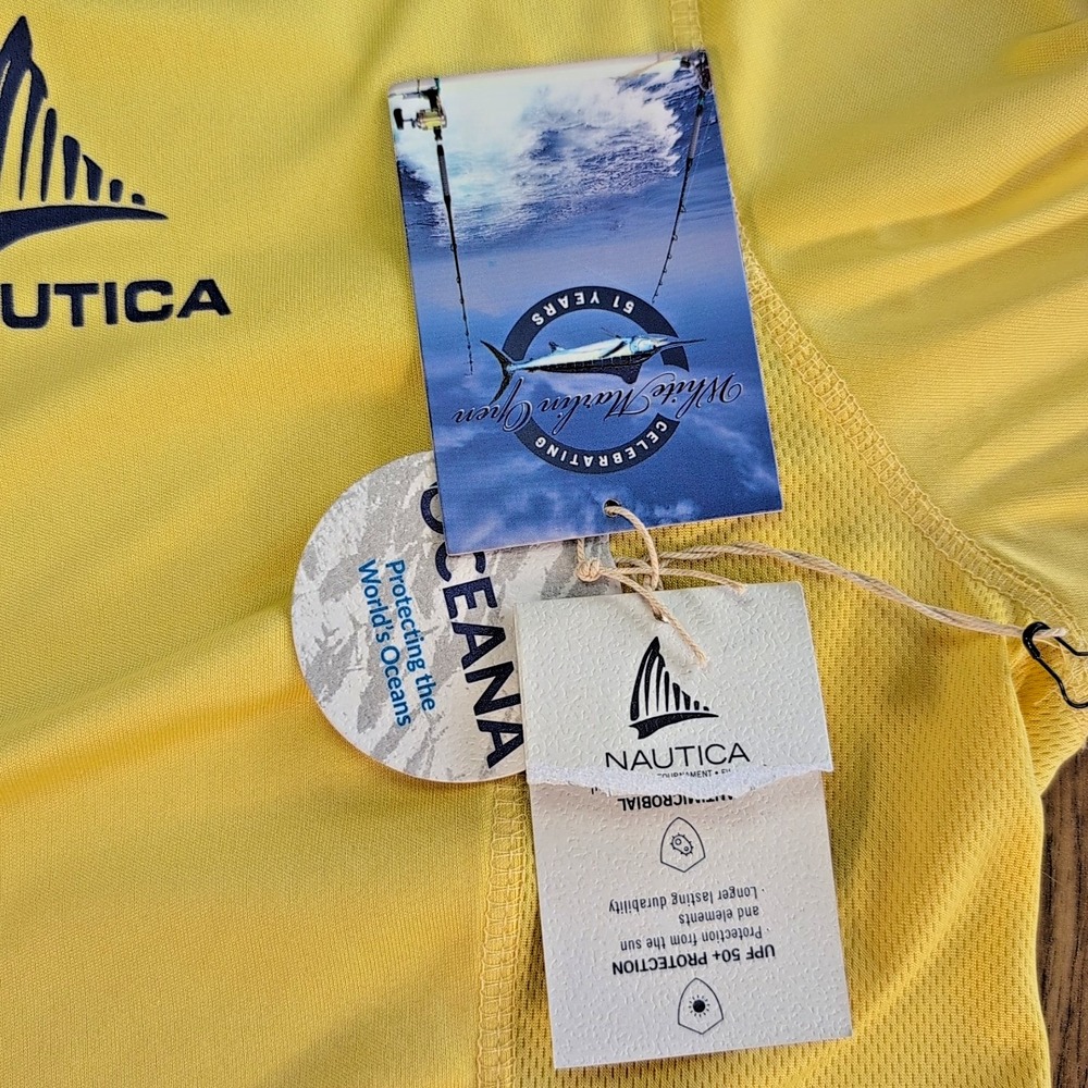 Nautica Angler OTF Men's XL Shirt Yellow Quick Dry Fishing UPF 50+ Ultracool New - Picture 7 of 10